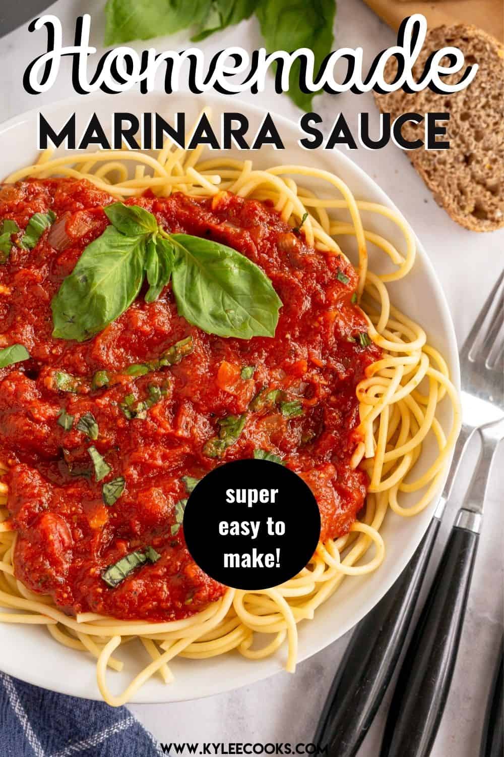 homemade marinara sauce on top of spaghetti noodles