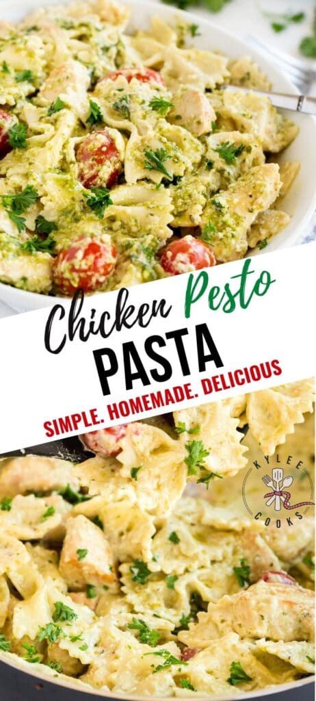 Chicken Pesto Pasta pin with text overlay