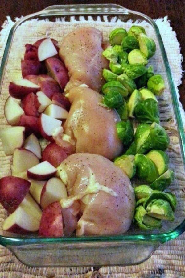 Baked Italian Chicken, Potatoes & Brussels Sprouts