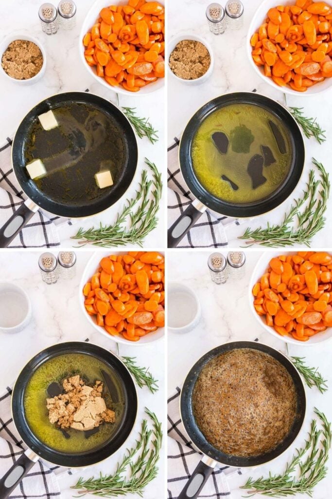 4 pictures showing the steps for making a carrot recipe