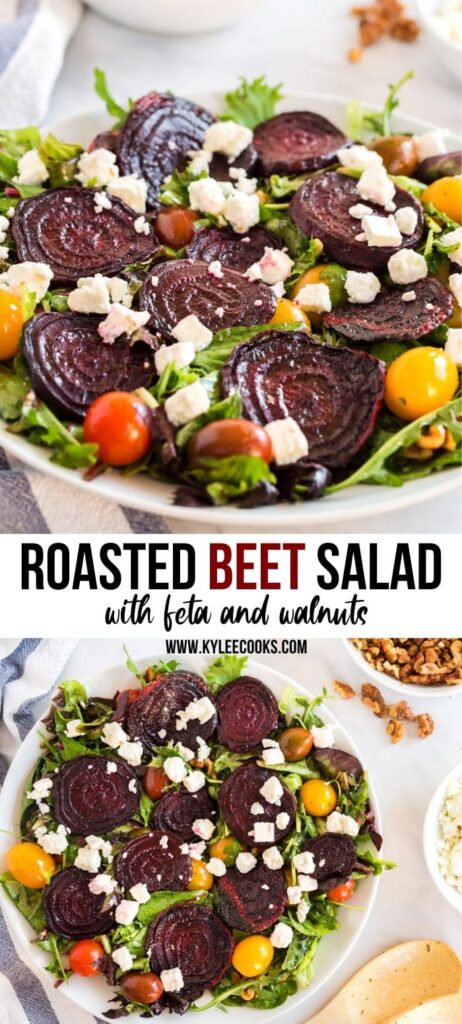 roasted beet salad pin with text overlay