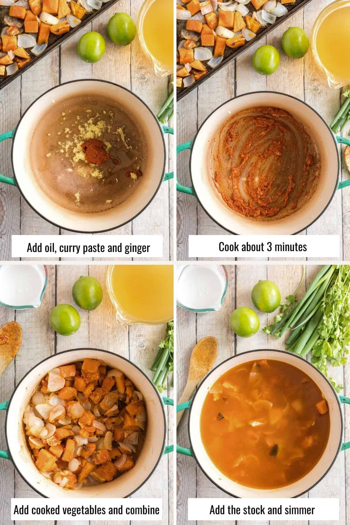 collage showing the process of making soup