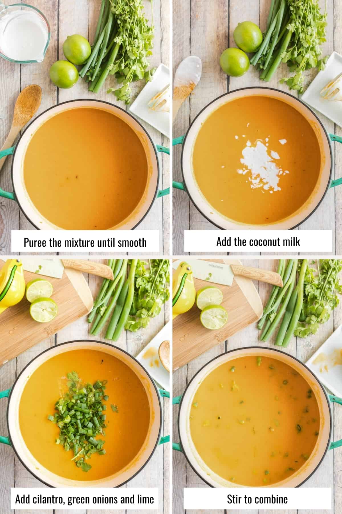 collage showing the process of making soup