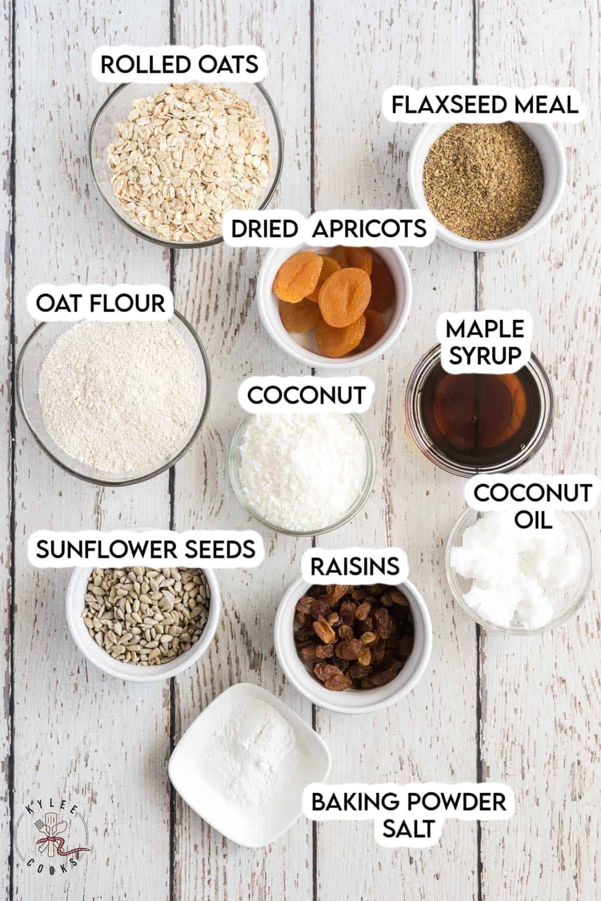 ingredients in aussie bites laid out and labeled.