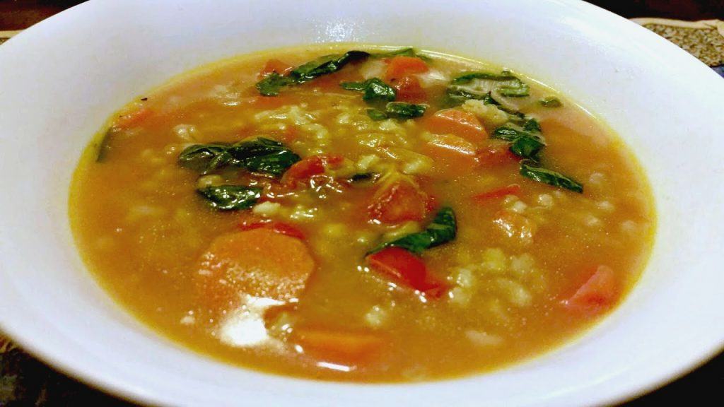 Vegetable Barley Soup in a bowl
