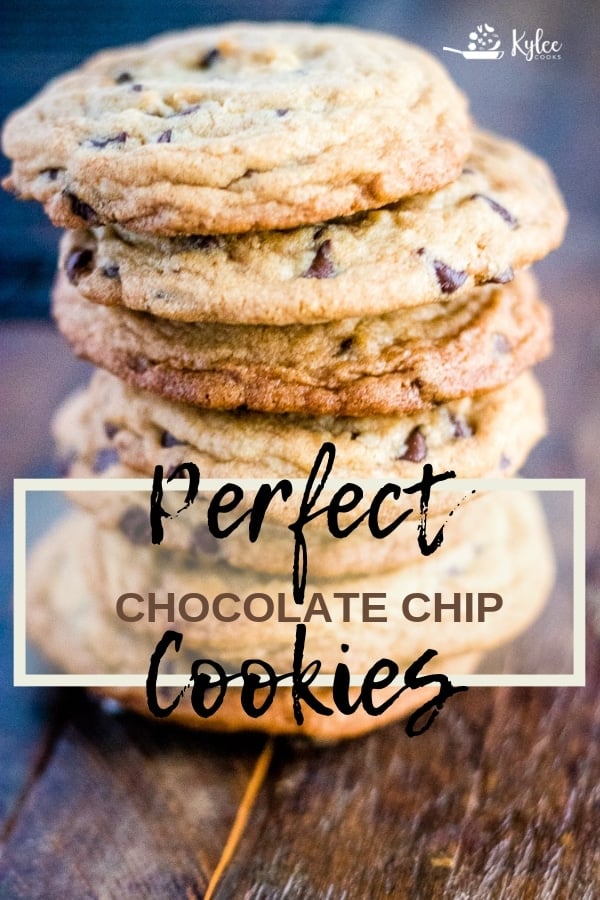 Chocolate chip cookies in a stack