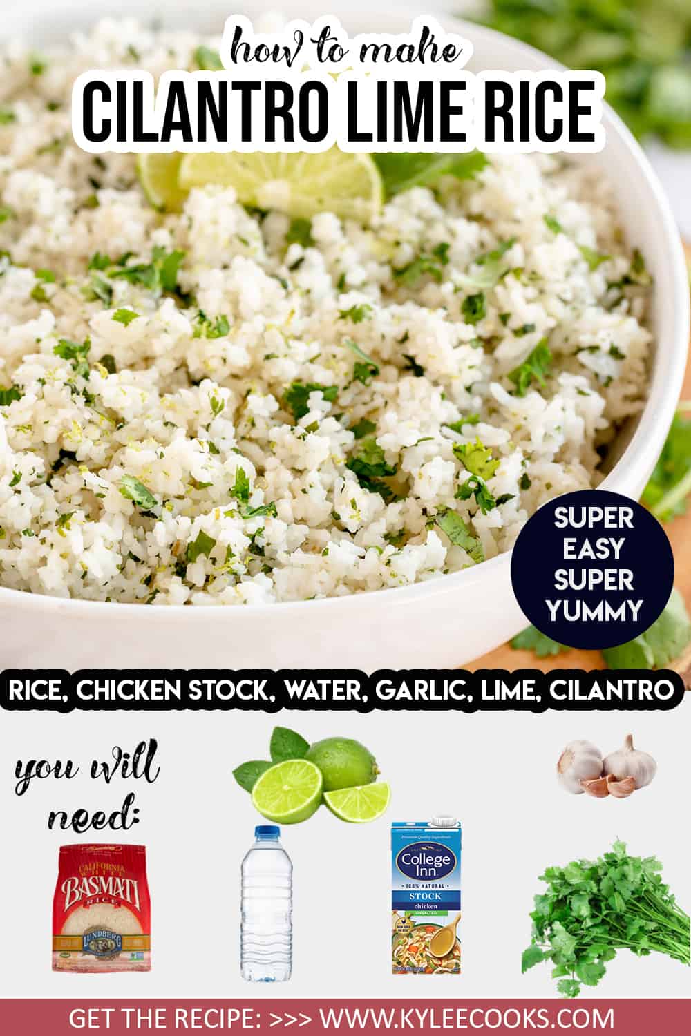 cilantro lime rice with ingredients shown