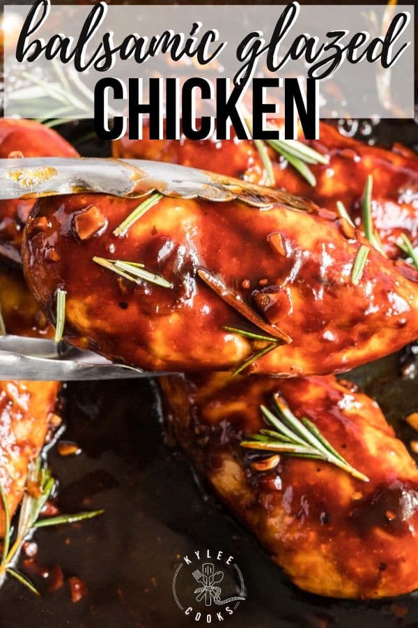 Balsamic glazed chicken pin with text overlay