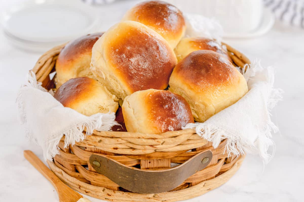 bread rolls in a basket