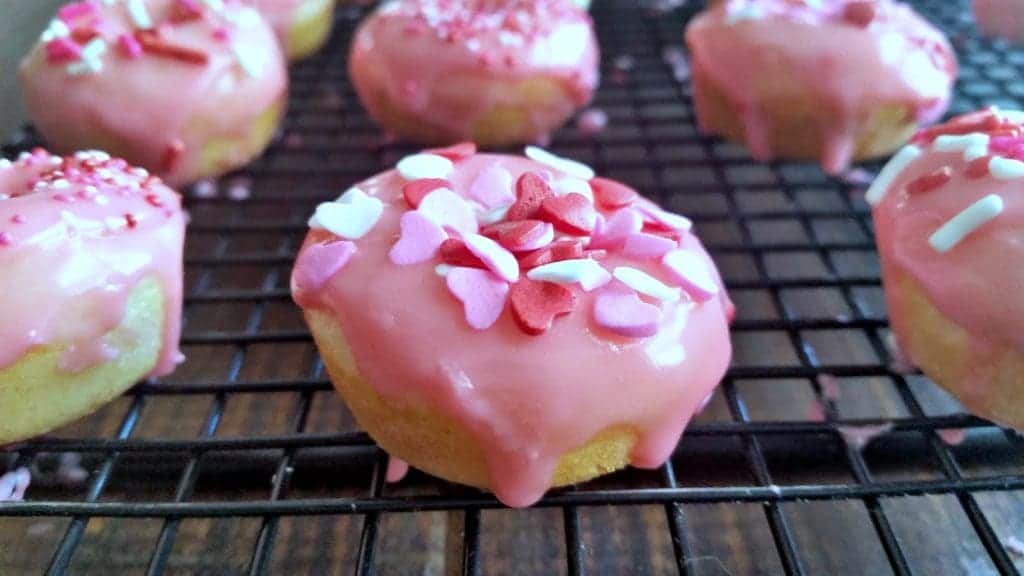A donut with pink paint