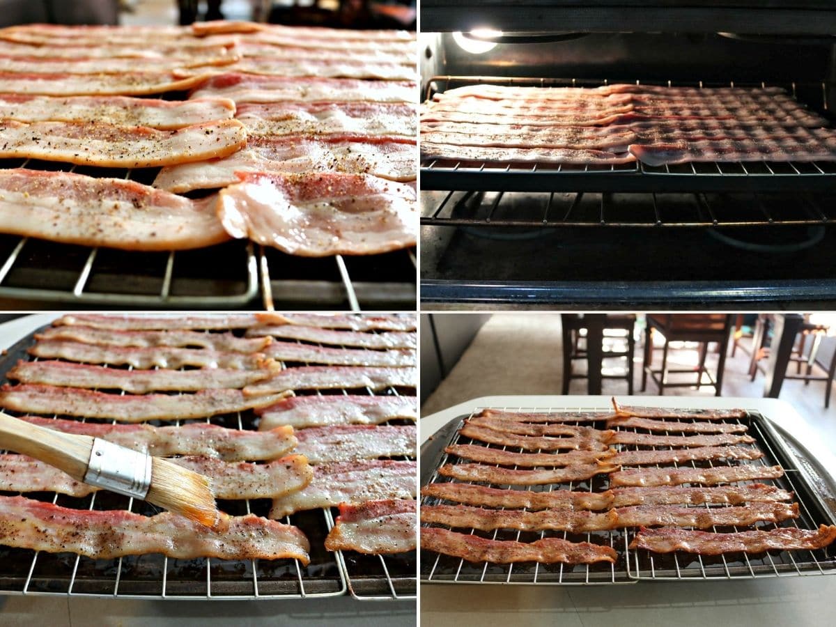 step by step photos of baking bacon in the oven