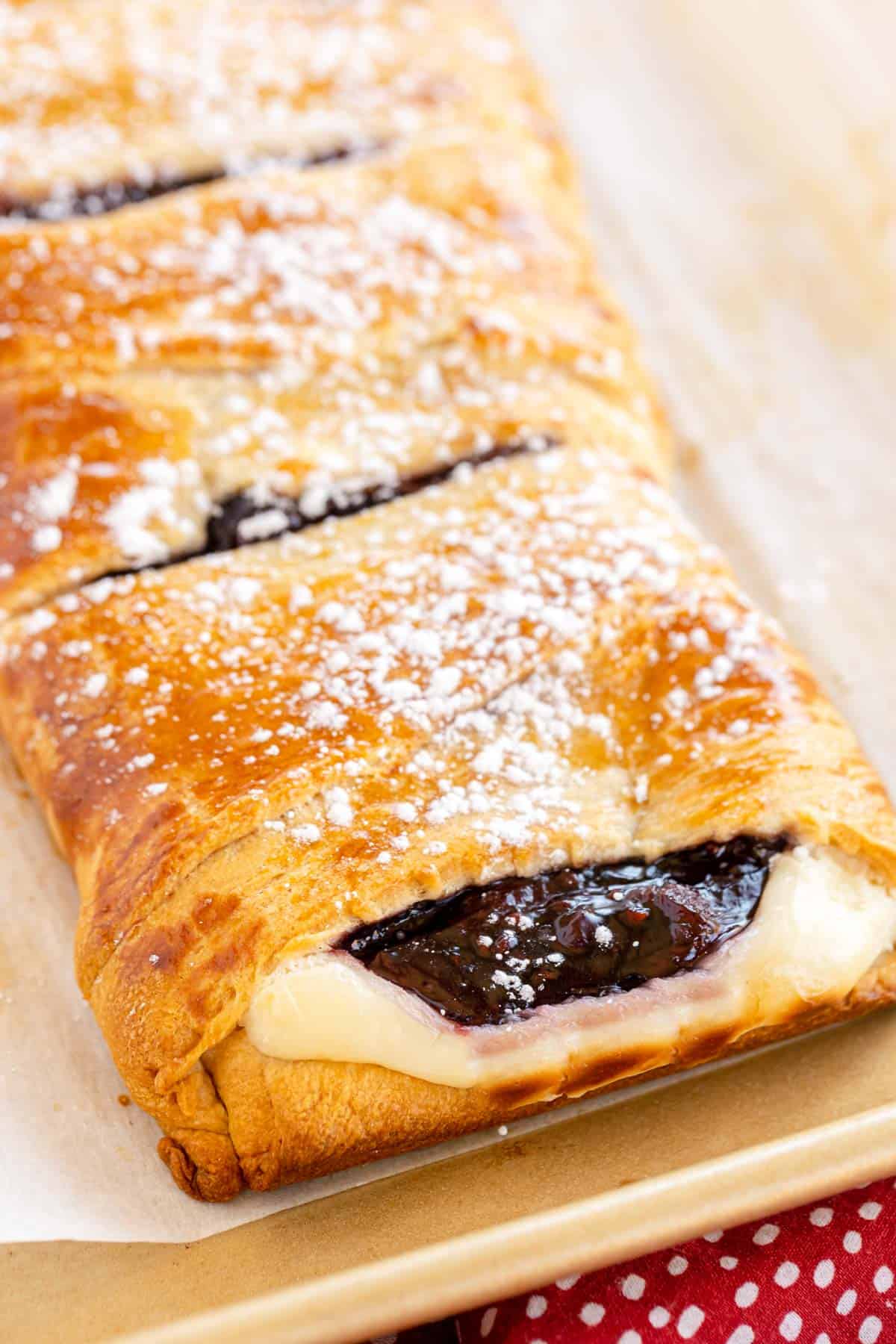 A raspberry-filled pastry braid.