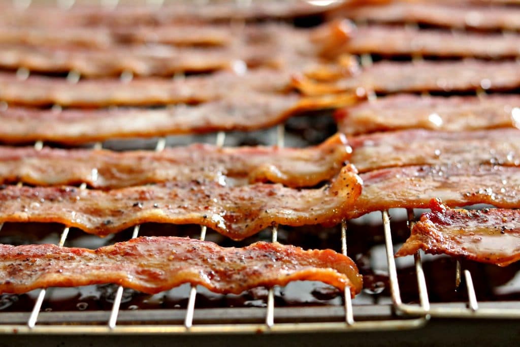 oven baked bacon on a rack