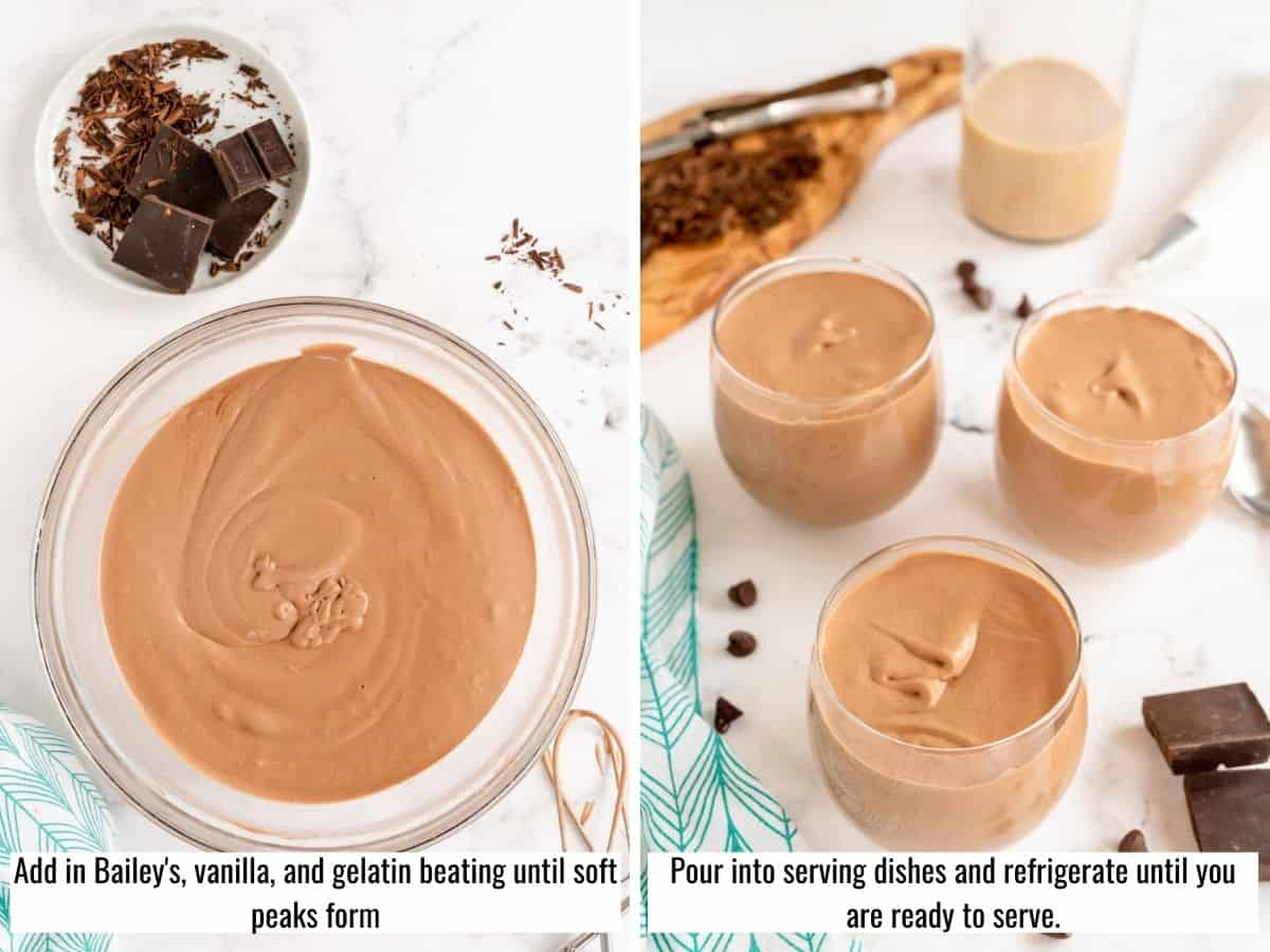 step by step finishing up chocolate mousse