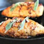 chicken breasts in a cast iton pan