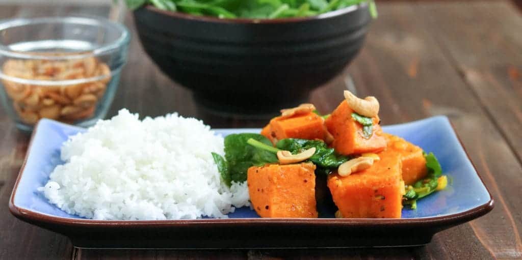 Sweet Potato & Spinach Curry with Cashews
