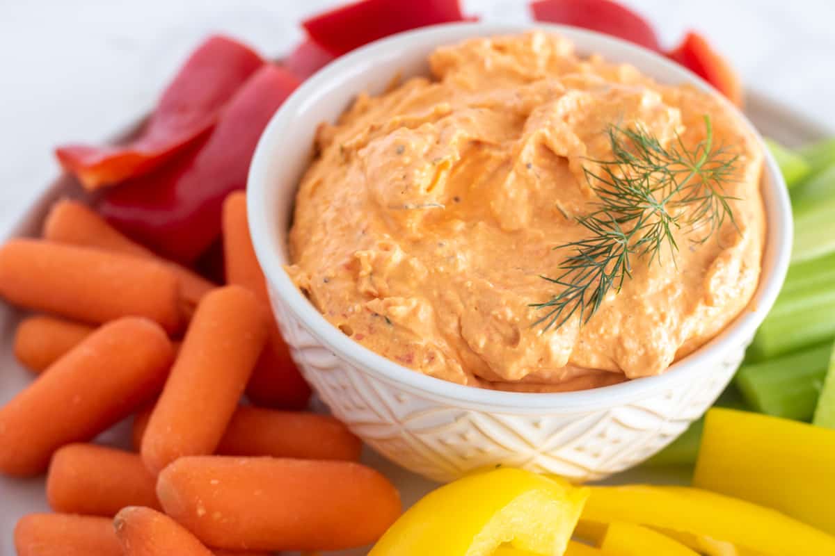 whipped feta dip with veggie dippers