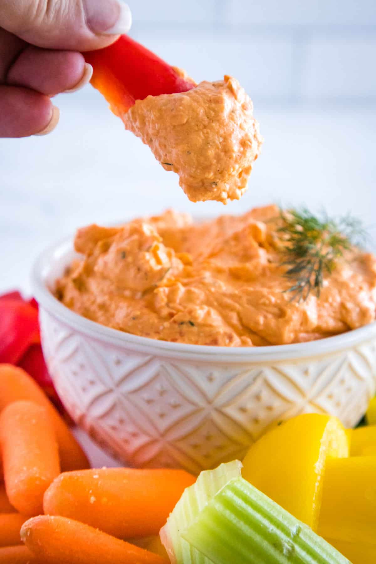 red pepper with whipped feta dip
