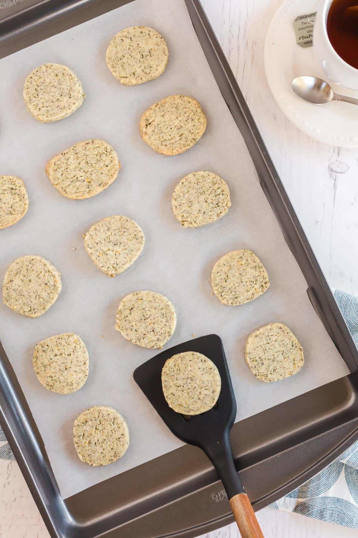 baked cookies on a spatula