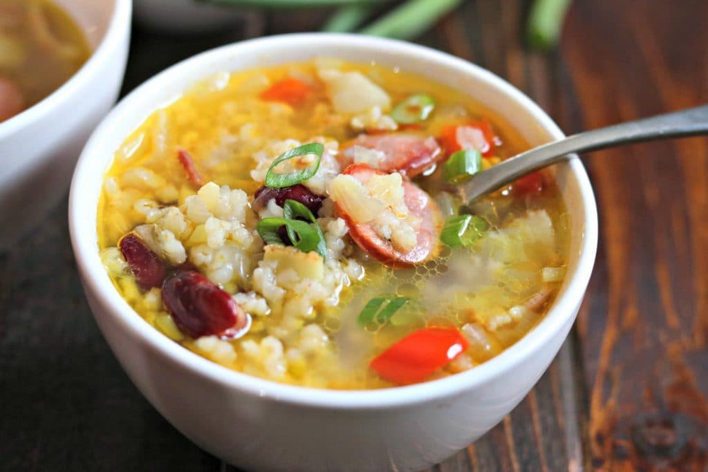Quick Cajun Style Red Bean & Rice Soup with Andouille Kylee Cooks