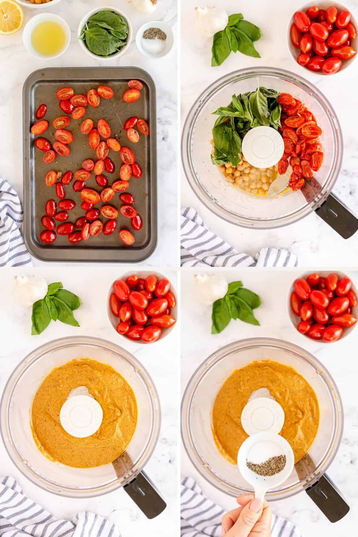 collage of step by step process to making hummus
