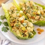 curried chicken salad in lettuce cups.