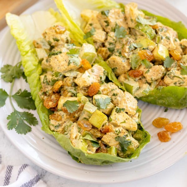 curried chicken salad in lettuce cups.
