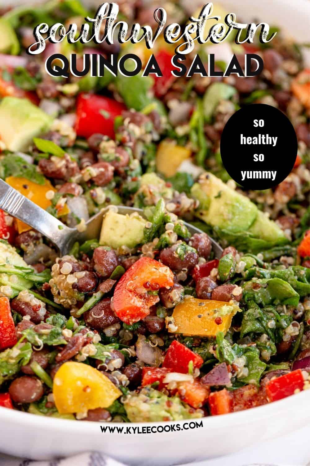 southwest quinoa salad with recipe title overlaid in text