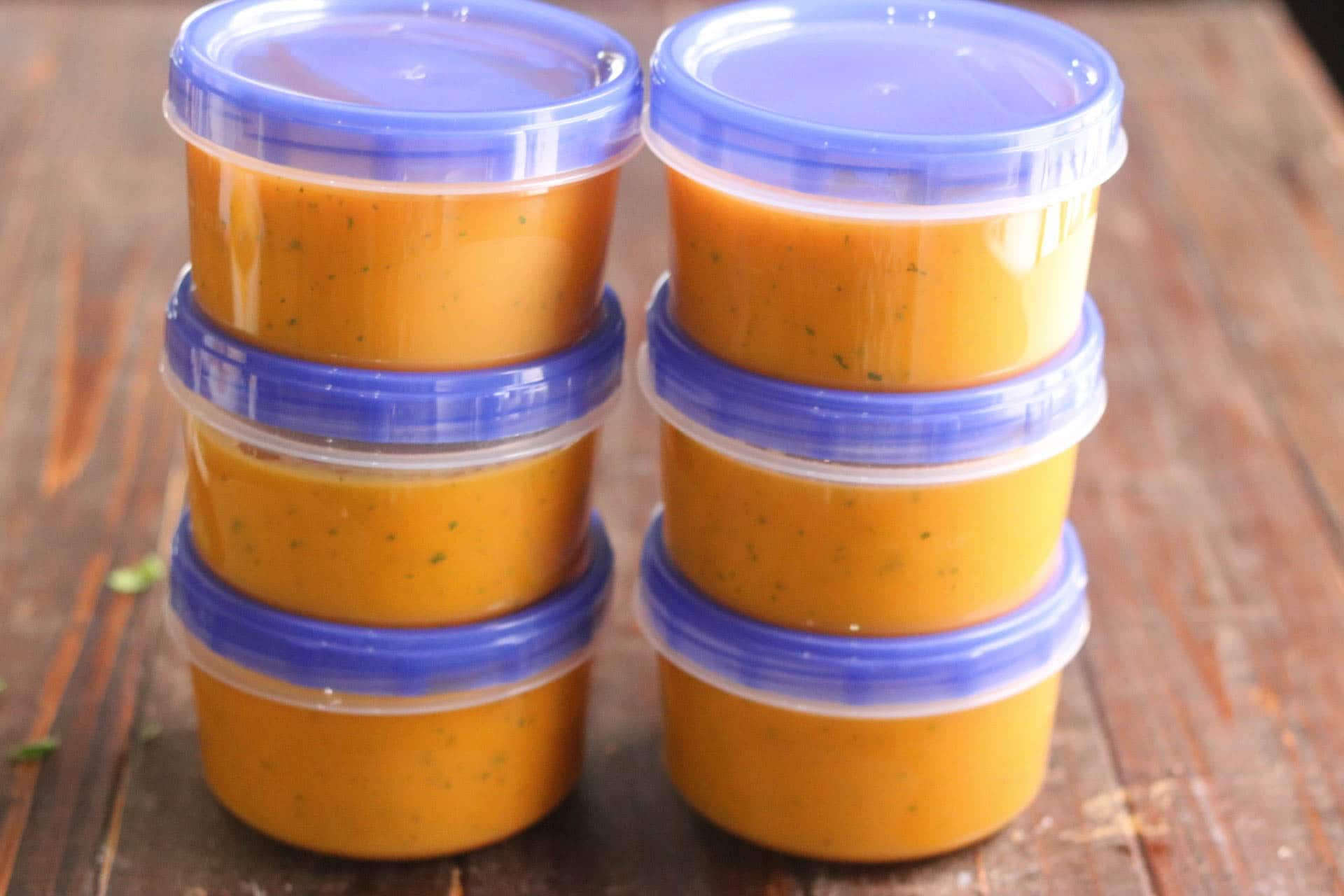 soup in 6 freezer containers