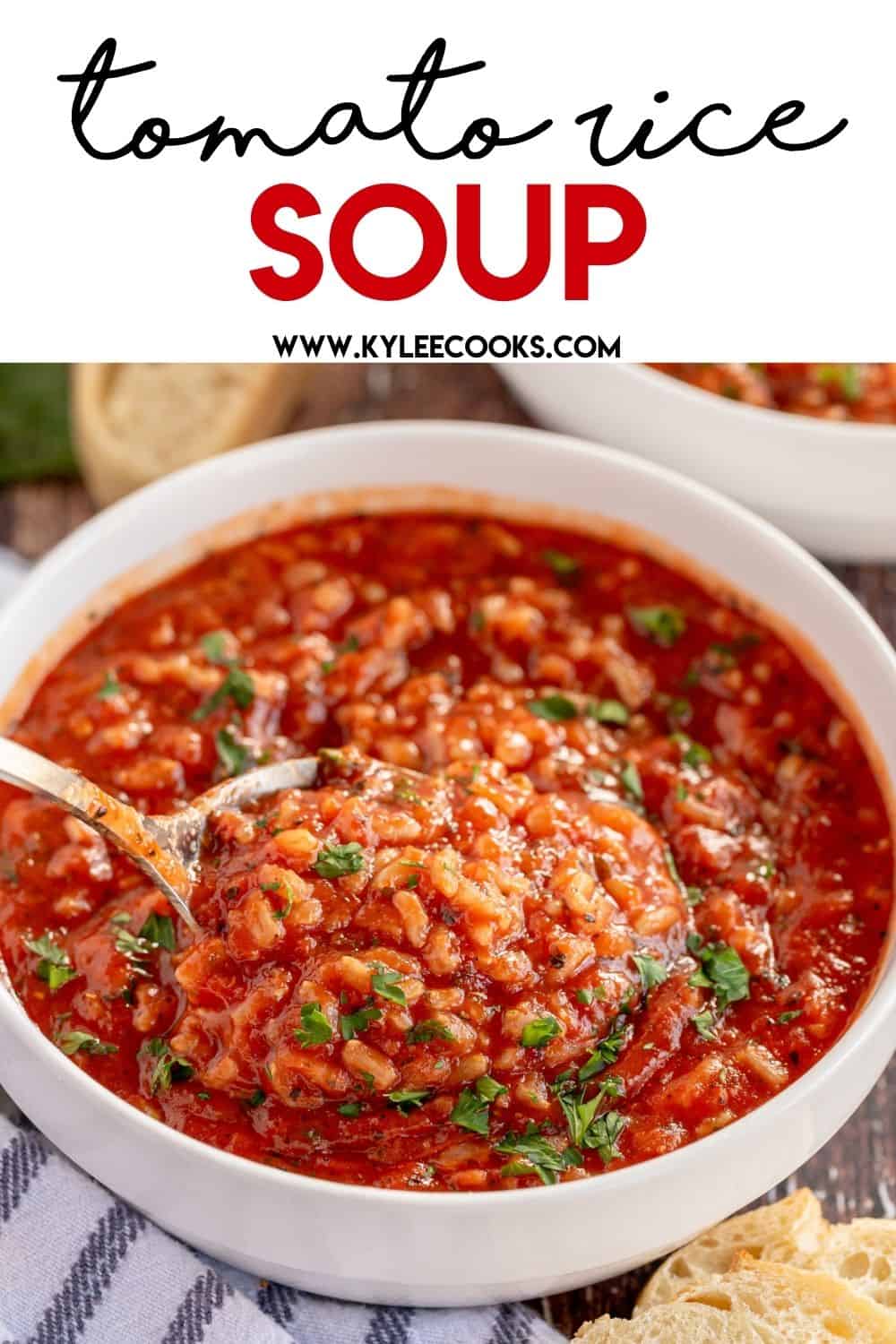 tomato rice soup with recipe title overlaid in text