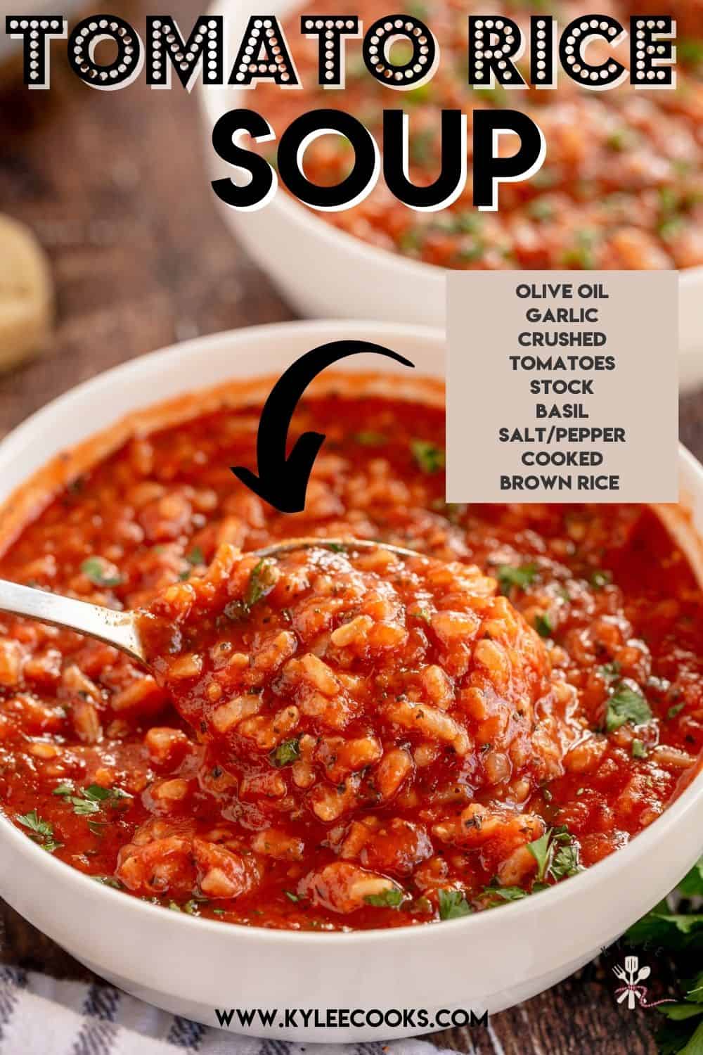 tomato rice soup with recipe title overlaid in text