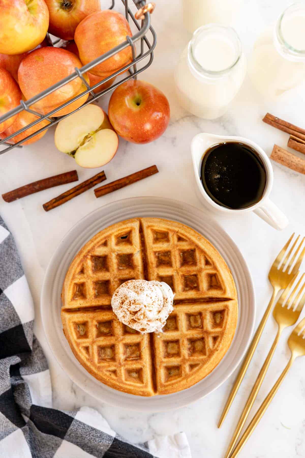 Homemade Apple Cinnamon Waffles (from scratch) | Kylee Cooks