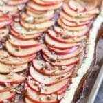 puff pastry apple tart on a cooking sheet
