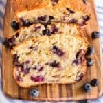 square image of blueberry bread