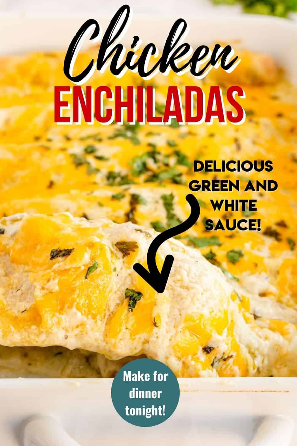 chicken enchiladas with text overlay