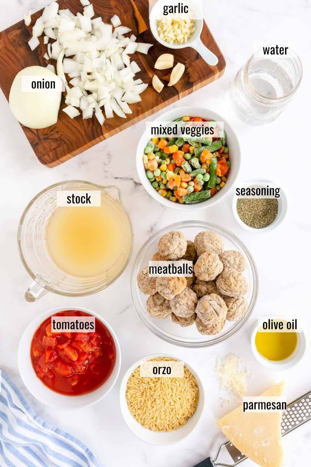 ingredients laid out and labeled