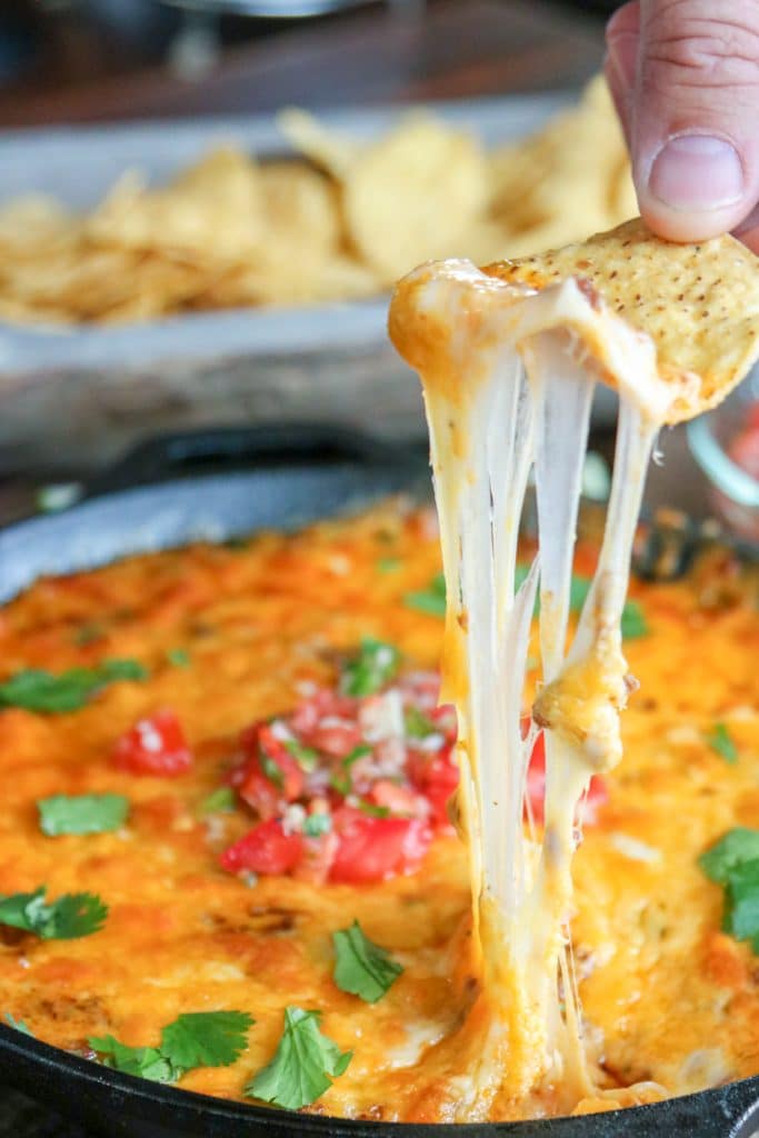 queso dip cheese pull