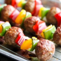 A close up of Meatball Kabobs