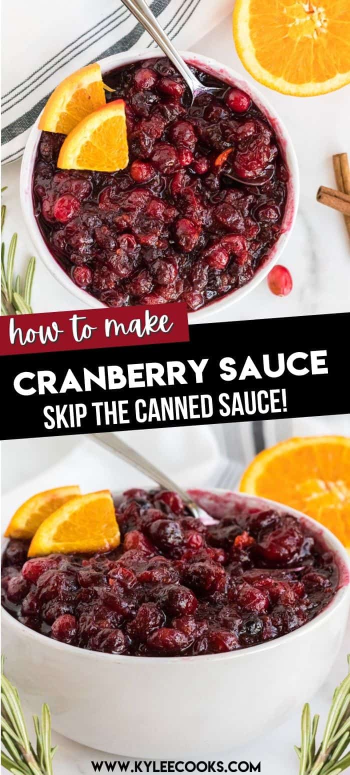 collage of cranberry sauce with recipe name overlaid in text