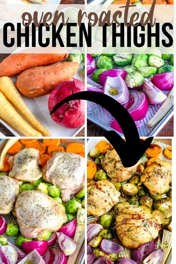 Oven Roasted Chicken Thighs pin with text overlay