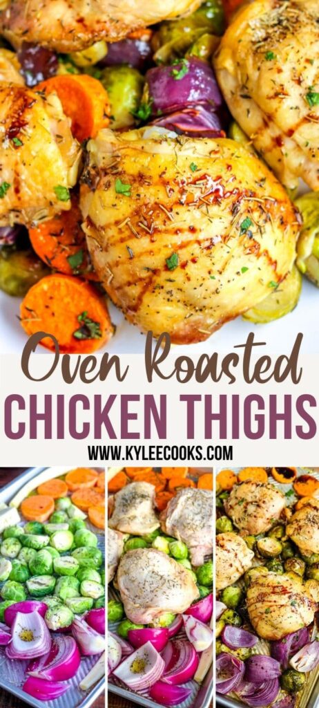Oven Roasted Chicken Thighs pin with text overlay