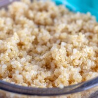 close up of a bowl of cooked quinoa