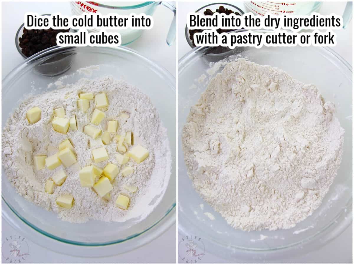 cutting butter into bread dough