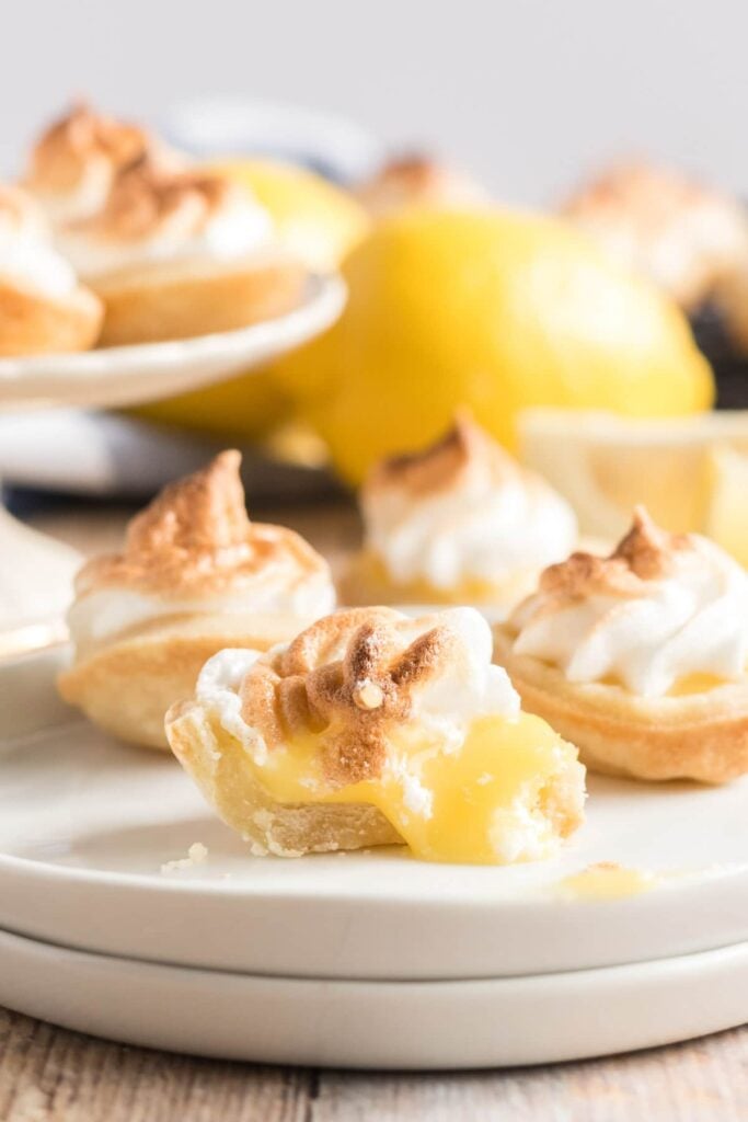 mini lemon meringue pie cut open