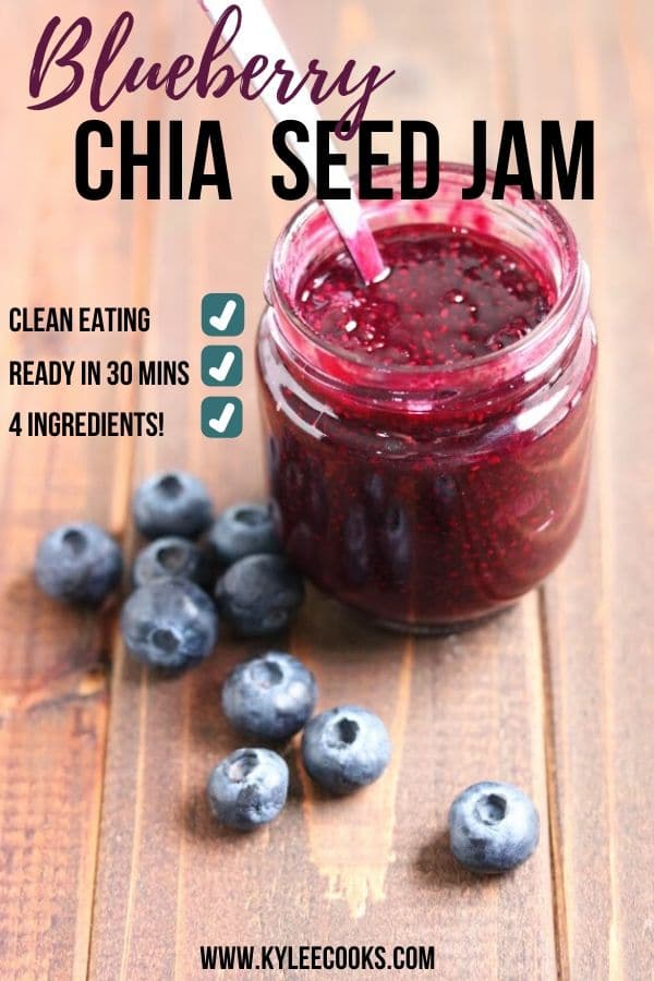 blueberry chia jam pin with text overlay