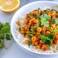 bowl of chick pea curry.