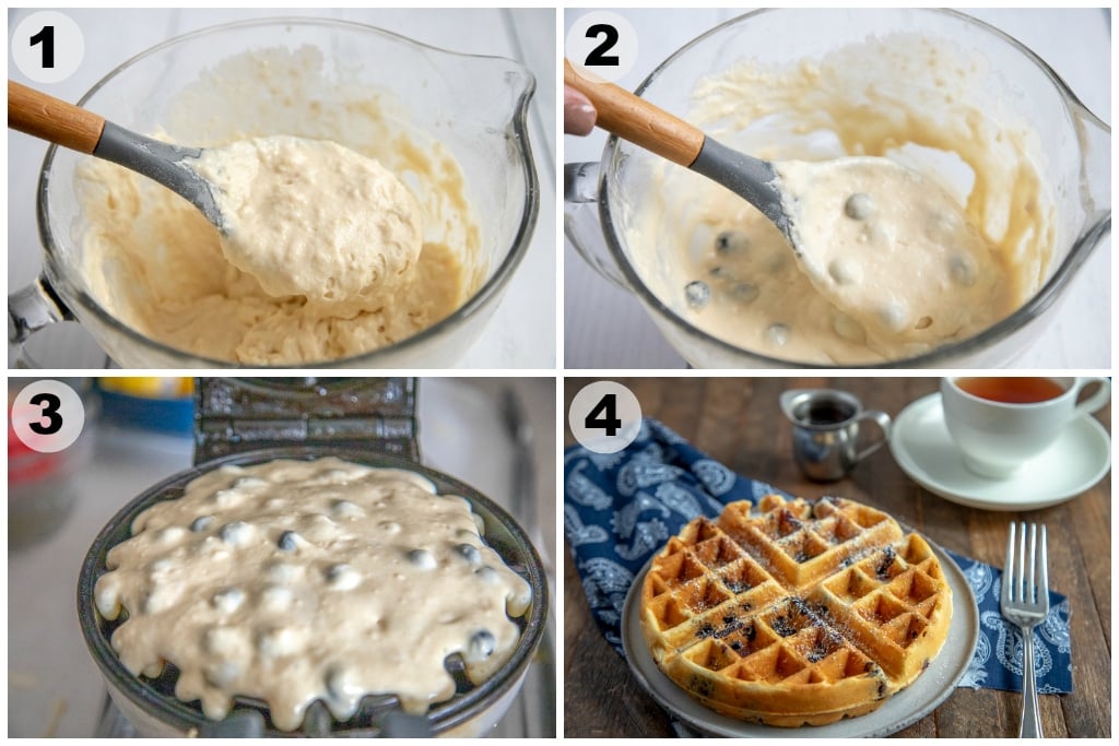 step by step photos for blueberry waffles