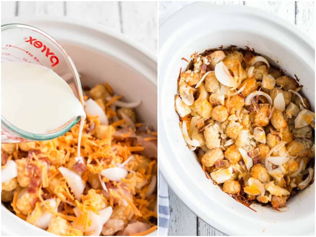 tater tot casserole step by step photos.