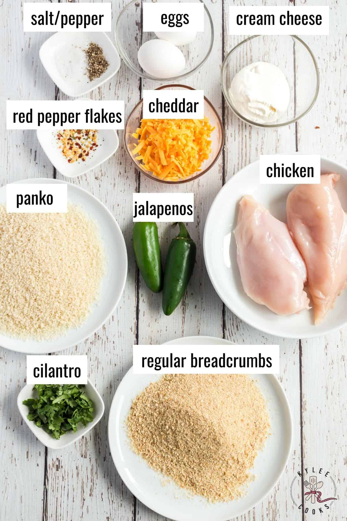 jalapeno popper chicken ingredients laid out and labeled