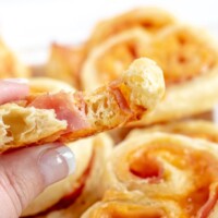 close up of ham and cheese palmiers